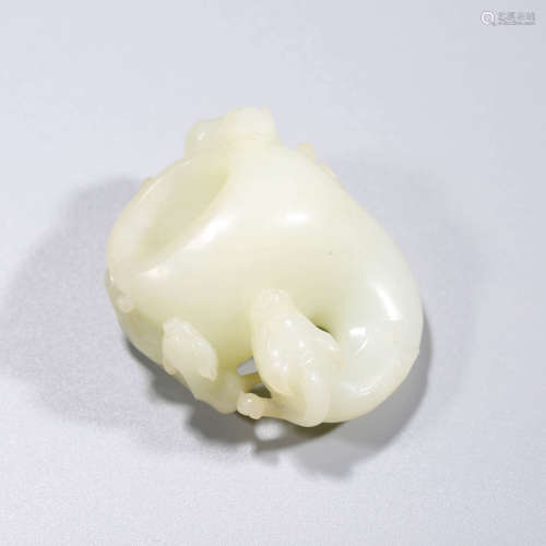 A White Jade Carved Dragons Water Pot