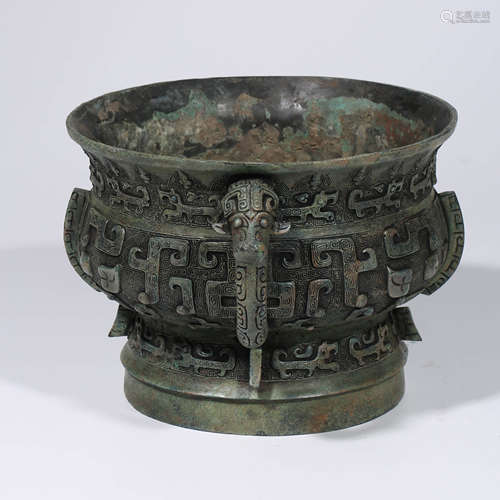 A Bronze Double-eared Food Vessel