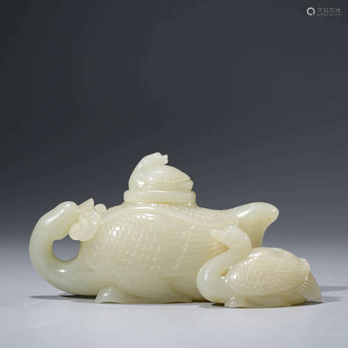 A White Jade Carved Geese Ornament