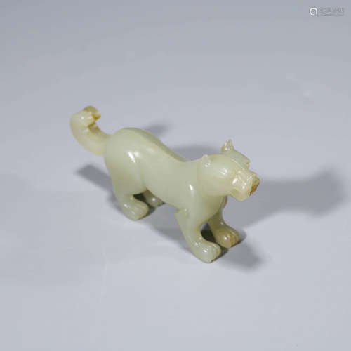 A Jade Carved Tiger Ornament