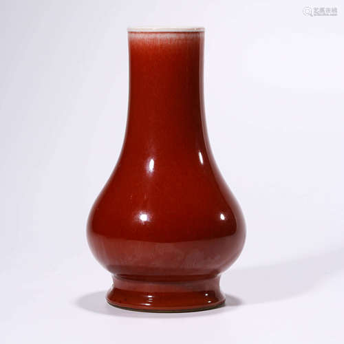 A Red-glazed Porcelain Flask