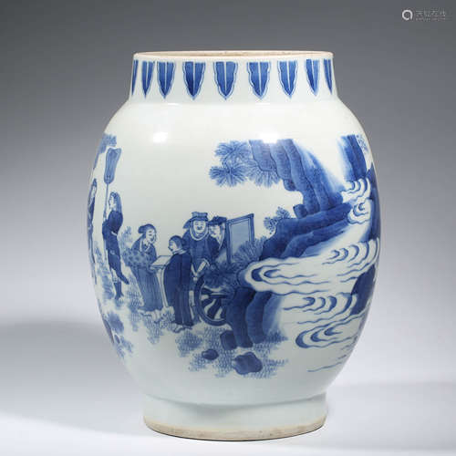 A Blue and White Figure An-decorated Pattern Jar