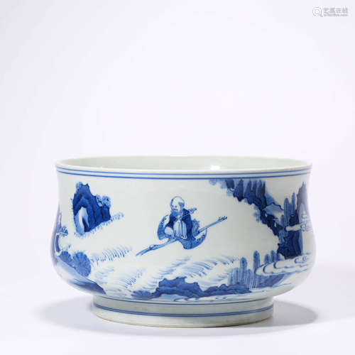 A Blue and White Eight Immortals Washer