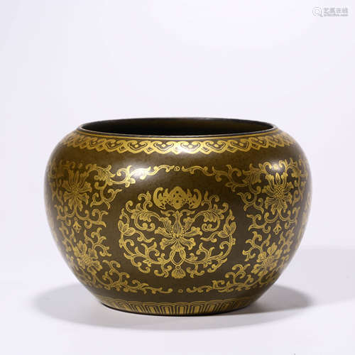 A Gilt-inlaid Tea-dust-glazed Jar