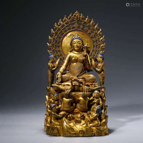 A Gilt-bronze Statue of Guanyin