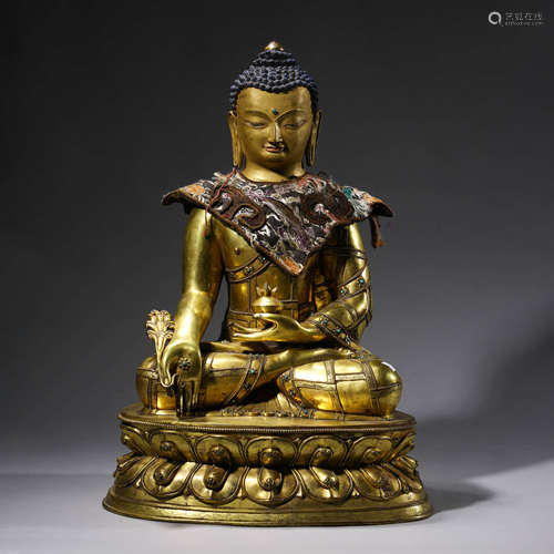 A Gilt-bronze Statue of Medicine Buddha