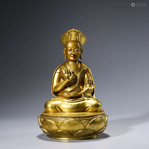 A Gilt-bronze Statue of Guru Buddha