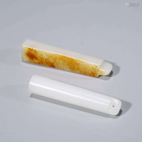 A Pair of White Jade Tubes