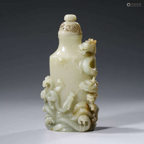 Jade Clouds&Dragon Pattern Vase and Lid