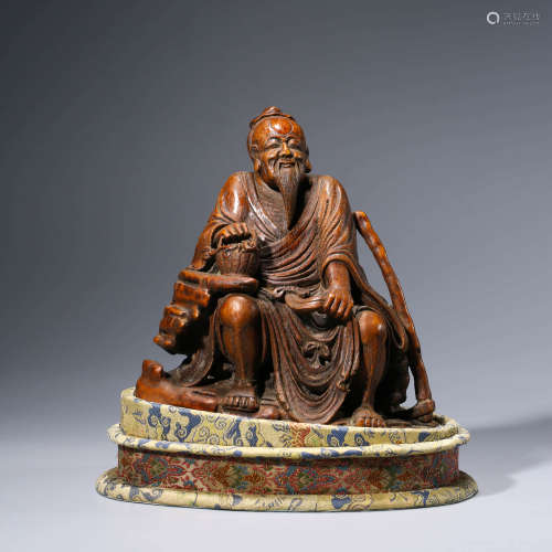 A Wooden Carved Arhat Statue