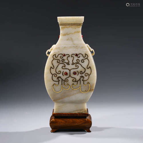 A Gold and Silver Inlaying Gems Vase and Cover