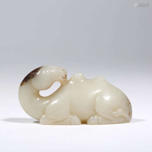 A White Jade Carved Camel