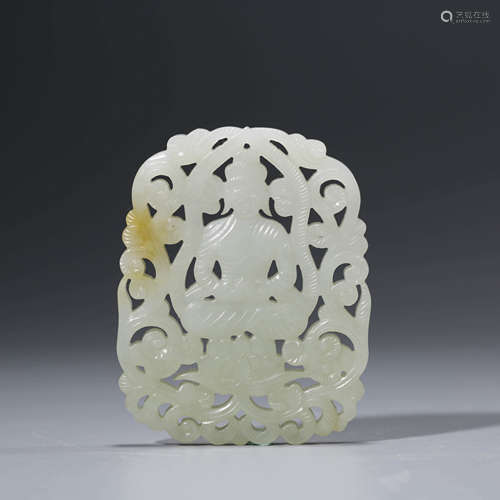 A White Jade Carved Buddha Plaque