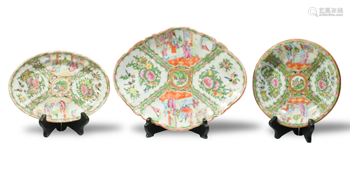 3 Chinese Export-Style Famille Rose Plates