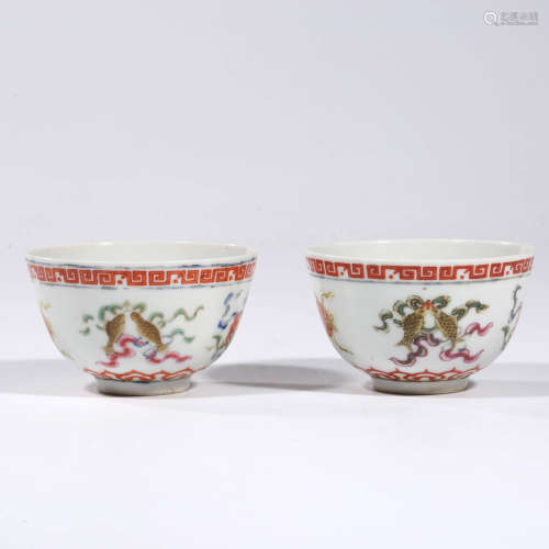 A Pair of Famille Rose Eight Treasures Bowls