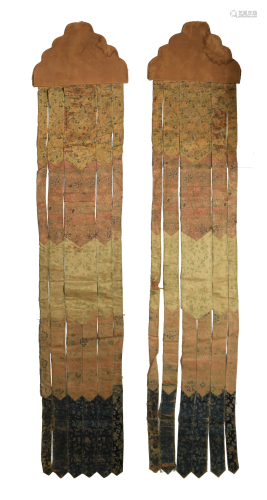 Pair of Chinese Silk Banners, 18th Century