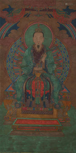 A Chinese Monk Painting Scroll, Tian Jiao Mark