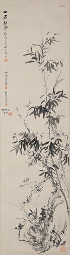 A Chinese Bamboo Painting Scroll, Si Xiaohuadan Mark