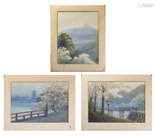 3 Japanese Watercolors by Y. Matsumoto