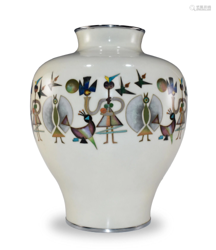 Japanese Modernist Ando Style Cloisonne Vase