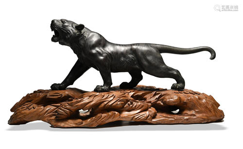 Large Japanese Bronze of a Tiger, Meiji Era