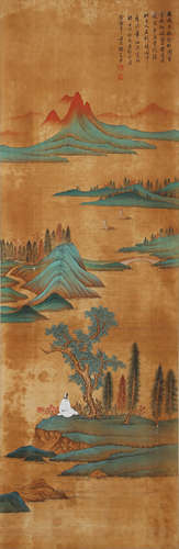 A Chinese Monk Painting Scroll, Tian Jiao Mark