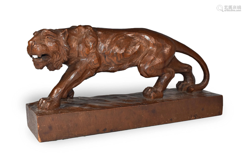 Japanese Carved Wood Tiger