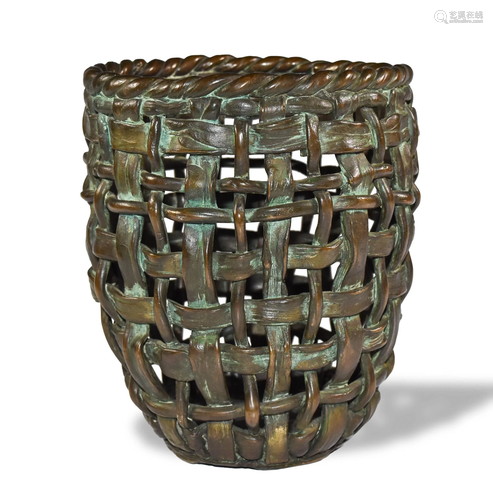 Japanese Woven Bronze Ikebana Vase