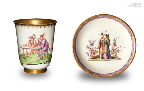 Meissen Chinoiserie Tea Cup and Saucer, 18th Century