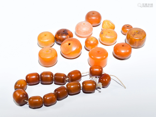 Group of Tibetan Amber Beads, 18/19th Century