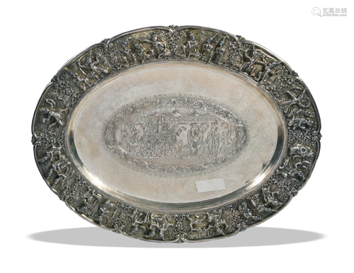 Thai Repousse Silver Tray