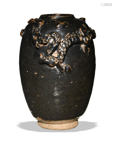 Chinese Black Glazed Vase, Ming or Earlier