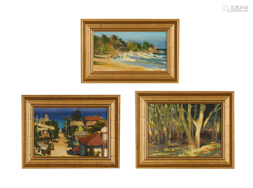 3 Kim English Oil on Board Paintings