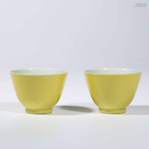 A Pair of Yellow-ground Cups