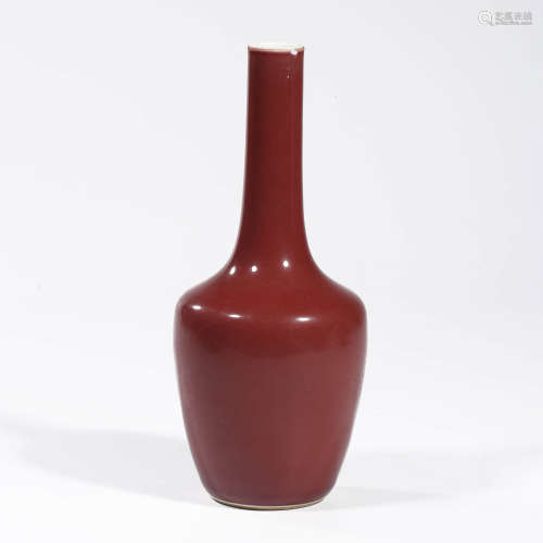 A Red-glazed Porcelain Flask