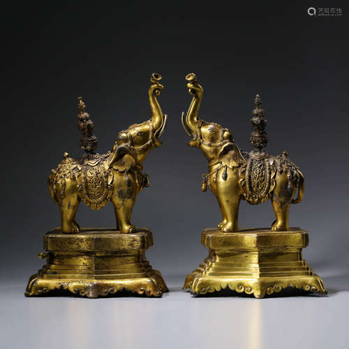 A Gild-bronze Elephant Incense Burner