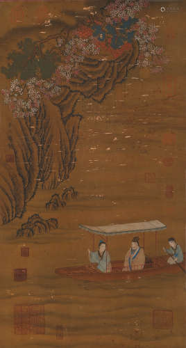 A Chinese Figure Painting Scroll, Li Gonglin Mark