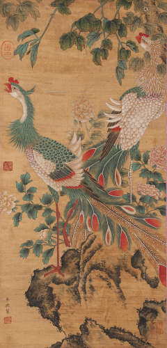 A Chinese Birds Painting Scroll, Li Di Mark
