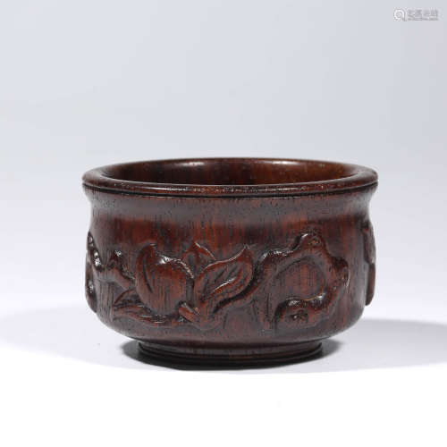 A Huanghuali Carved Mongolia Flower Cup