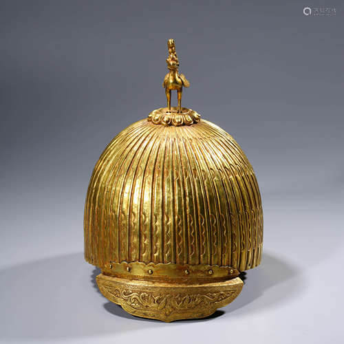 A Gilt-bronze Carved Hat