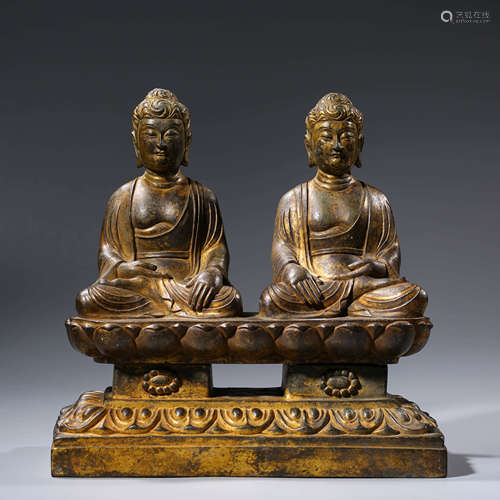 A Gilt-bronze Statue of Double Buddhas