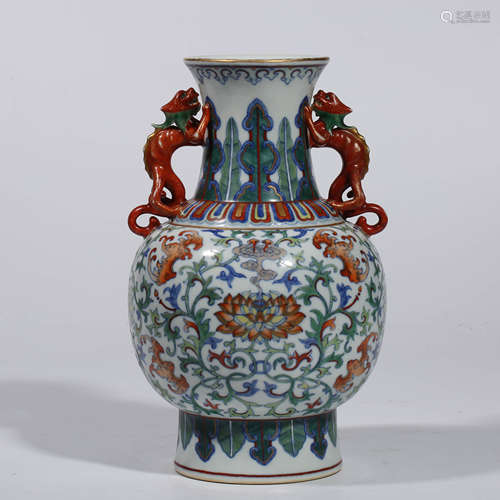 A Doucai Interlocking Lotus Fu&Lu Vase