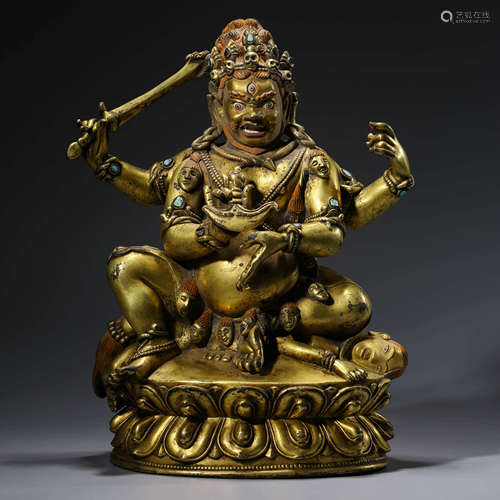 A Gilt-bronze Statue Of Mahākāla