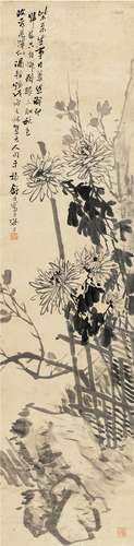 舒浩（1841～1901） 1898年作 墨菊图 立轴 水墨纸本