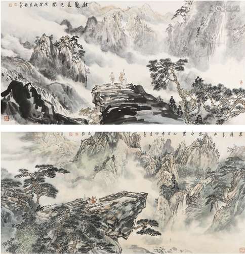 周友好（1954～） 2006年作 壮观天地图·泉出青云图 镜片 设色纸本