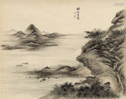 王元沝（1870～1948） 仿江贯道山水 立轴 设色纸本