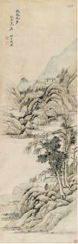 戴熙（1801～1860） 秋陂晚步图 立轴 设色绢本