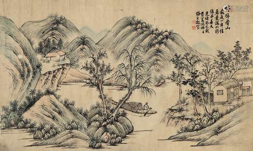 侯敞（清） 1893年作 停棹看山图 镜片 设色纸本