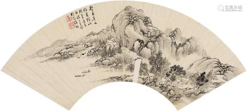 徐枋（1622～1694） 1693年作 春涧泛舟图 扇页 水墨纸本