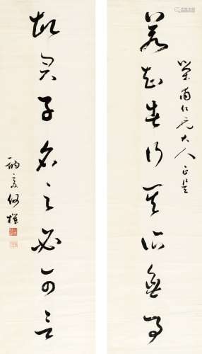 何朴（1870～1932） 草书 八言联 画心 纸本